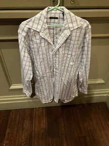 Vintage Burberry London designer checkered 16/34 button down dress shirt Medium - Picture 1 of 14