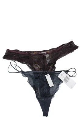 Lou Womens Sheer Floral Embroidered Thong Underwear Set Purple Size XL - Image 1 of 4