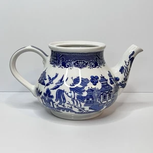 Tetera Churchill Blue Willow 5 tazas sin tapa Inglaterra Ironstone - Imagen 1 de 7
