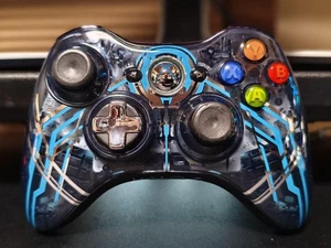 Xbox 360 Wireless Controller HALO 4 Limited Edition Blue Transparent Console - Picture 1 of 6