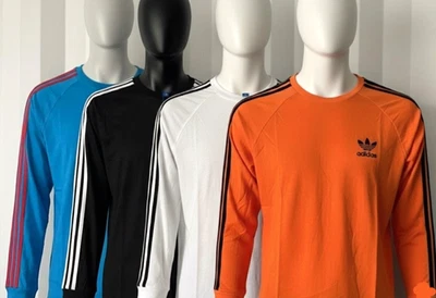 MEN'S ADIDAS ORIGINALS TEE LONG SLEEVE TOP THREE STRIPE T-SHIRT  L,2XL ,SALE - Image 1 of 4