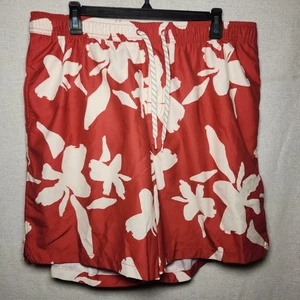 Quiksilver Waterman Swim Trunks Red With White Floral Size XL - Picture 1 of 6