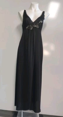 Camisón Vanity Fair negro largo completo dividido vintage años 60 talla pequeña  Foto 1 de 4