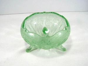 HTF Fenton Green Ming Art Patterned 3 Leg Candy Dish Etched 1935-1936 - Picture 1 of 6
