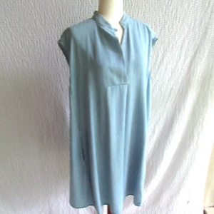 Chambray Denim Look Dress 1X Rachel Roy Side Pockets Solid Blue - Picture 1 of 9