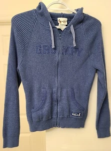 Disneyland Disney GRUMPY Embroidered blue sweatshirt hoodie Youth Girls M  - Picture 1 of 6