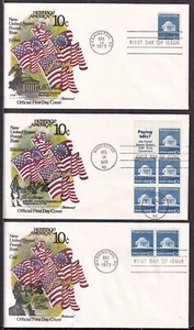 1973 Jefferson Memorial Sc 1510 1510b 1520 set of 3 with Fleetwood cachets - Picture 1 of 1