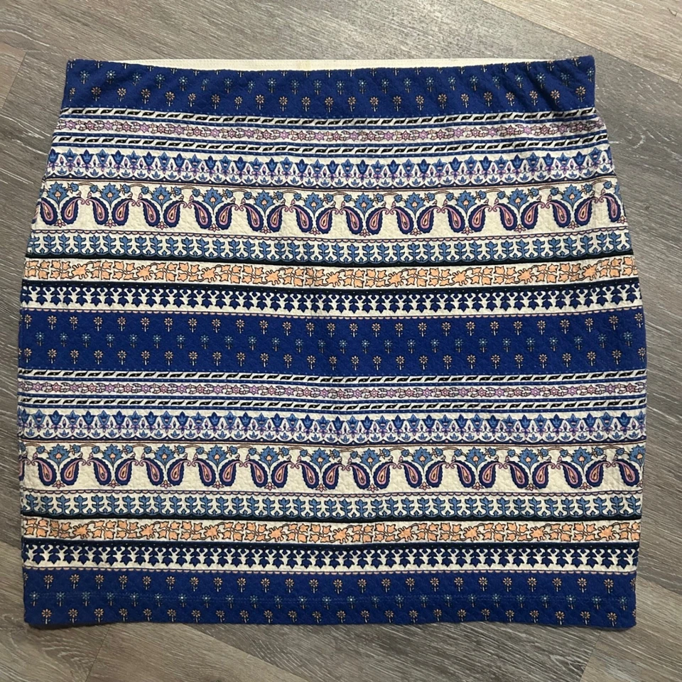 Chelsea & Violet Mini Skirt Paisley Print Boho Festival Blue Size M - Image 1 of 2