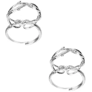 2 Count Rose Couple Ring Rings Love Matching Promise Adjustable Lovers - Picture 1 of 12
