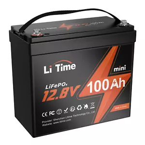 LiTime 12V 100Ah Mini LiFePO4 Lithium Battery for RV Trolling Motor Off-grid - Picture 1 of 6