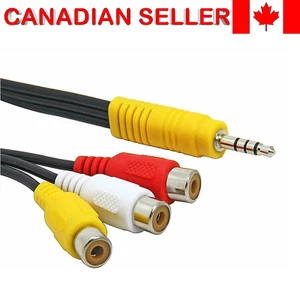 3.5mm Mini AV Aux Male to 3RCA Female Audio Video Cable Stereo Adapter - 6 inch - Bild 1 von 3
