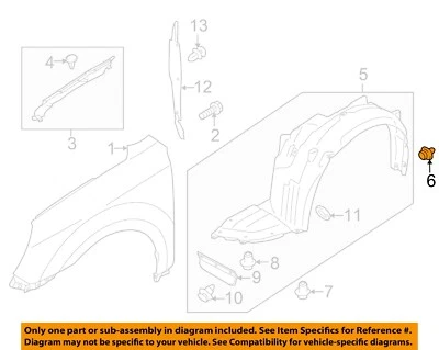 Componentes de guardabarros SUBARU OEM 00-23 B9 Tribeca - Clip de revestimiento de guardabarros 909130067 Foto 1 de 2