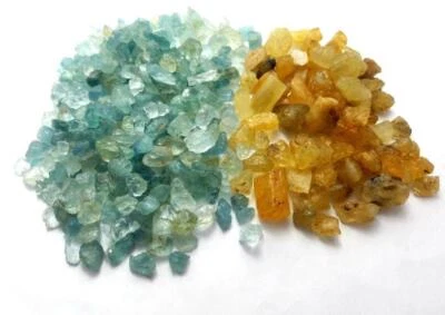Natural Beautiful Blue & Yellow Aquamarine Rough Lot Loose Gemstone Valentine D - Image 1 of 2
