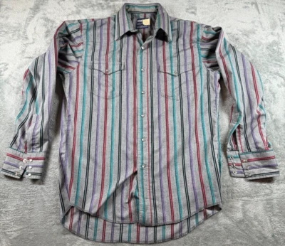 Wrangler Pearl Snap Button 90s Vintage 16x34Western Cowboy Cut Made in USA - Image 1 of 4