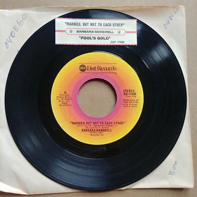 BARBARA MANDRELL Married But Not To Each Other 45 7" COUNTRY Record Vinyl 1976 - Image 1 of 2