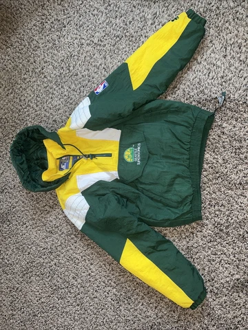 90s Seattle Supersonics Starter Middle Pocket Pullover Puffer Jacket adult S Cover