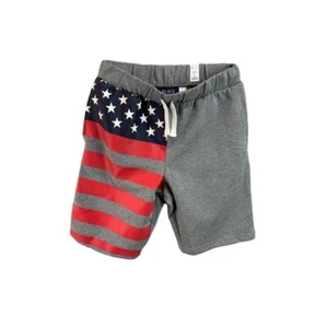 Large (10/12) The Children's Place Boy's Pull On Sweatshorts Gray USA Flag New - Picture 1 of 6