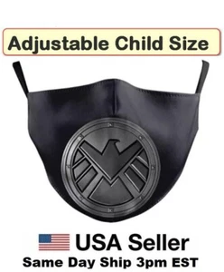 Children Agents of Shield Superhero Face Mask Washable Adjustable Cloth Kids New - Picture 1 of 10