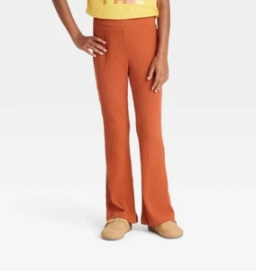 Cat & Jack Orange/cinnamon Ribbed Stretchy Pants M 7/8 - Picture 1 of 7