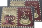 2 Same Tapestry Kitchen Placemats, 13"x19", 2 COFFEE CUPS, MOCHA & CAPPUCCINO,HC