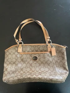 Auth COACH Peyton Signature Pocket Tote F19817 Brown - Picture 1 of 3