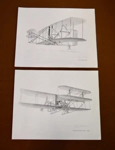 2 prints-Wright Military Flyer + Kitty Hawk plane, signed by artist S.J. DeMarco - Picture 1 of 7