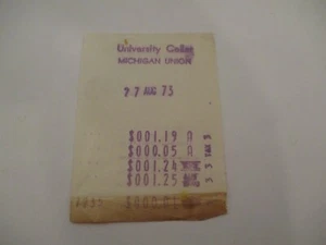 Original 1973 Receipt University Cellar Michigan Union U of M Michigan - Picture 1 of 3