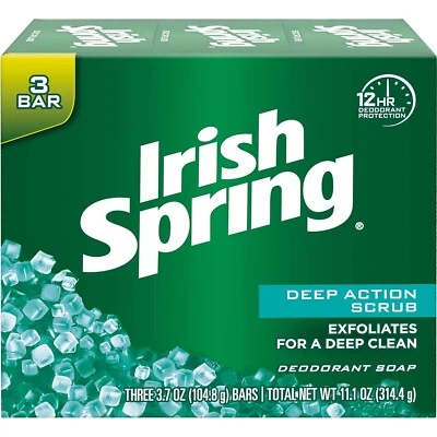 Irish Spring Deep Action Scrub Deodorant Soap by, 3 Count, Fresh, 11.1 Oz - Image 1 of 2