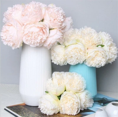 5Heads Artificial Fake Flowers Large Peony Silk Hydrangea Wedding Party Decor - Image 1 of 4