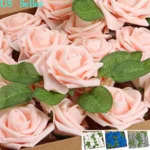 25/50pcs Artificial Flowers Real Looking Foam Rose Decoration DIY for Wedding US - Picture 1 of 27