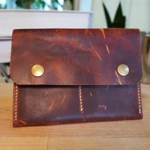 Vollnarbenleder Folio-Stil Geldbörse handgefertigt Leder Kartenhalter - Bild 1 von 8