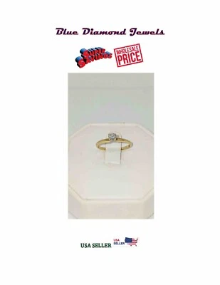 Anillo de compromiso solitario de diamantes redondos genuinos de 1/4 quilate oro de 14 quilates 0,24 pts S.I.1 H Foto 1 de 4