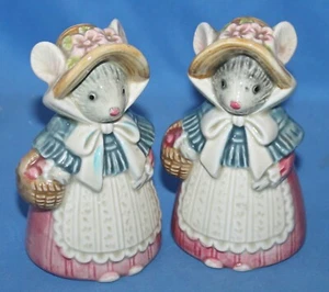 Salero y pimentero de cerámica vintage Otagiri Country Mouse Japón - Imagen 1 de 3