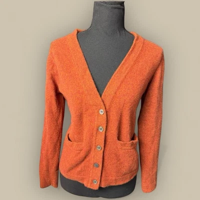 Cardigã J. Mclaughlin Feminino Cashmere Botão Suéter Laranja Médio - Imagem 1 de 4