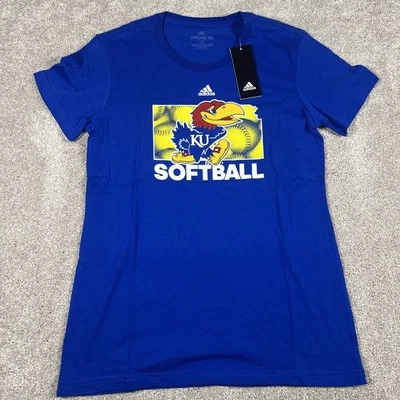 Adidas Kansas Softball T-Shirt Blue Women’s Small Amplifier Tee Jayhawk NWT - Image 1 of 4