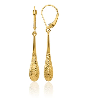 14K Solid Yellow Gold Dangle Earrings - Image 1 of 4