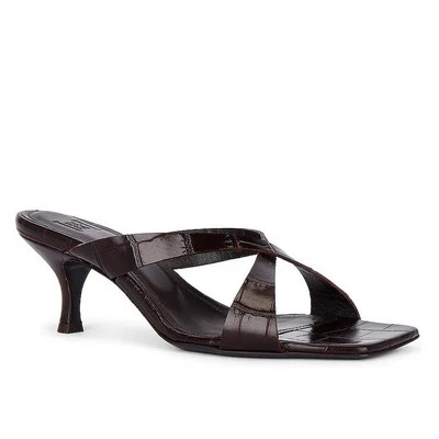 Helsa Band Kitten Heel Sandals Croc Leather Square Toe Party Formal Gala Sz 36.5 - Imagem 1 de 4