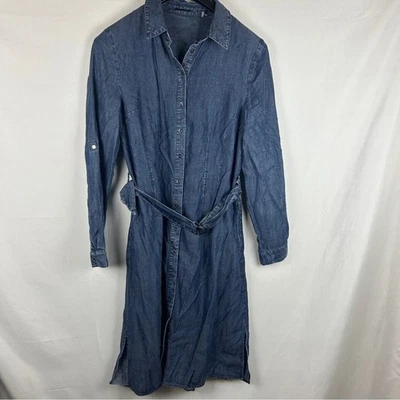 Elie Tahari chambray midi shirt dress snap button belted size 8 - Image 1 of 4