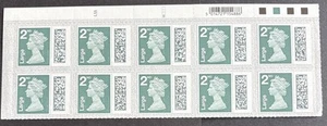 2ND CLASS LARGE 'BARCODED' - QUEEN ELIZABETH - CYLINDER BLOCK 2x5 - W1 W1 - Picture 1 of 3