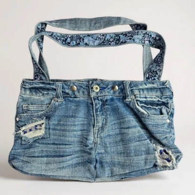 Cartera de jean envejecida bandolera bolso de mezclilla forro broches de presión Foto 1 de 4