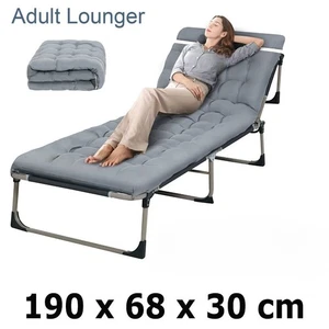 2 IN 1 Campingbett Sonnenliege Klappbar mit Kissen Feldbett Liege 190cm x 68cm - Bild 1 von 15