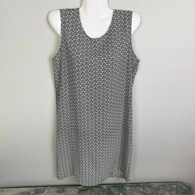 Vestido Adrienne Vittadini negro blanco geométrico sin mangas Foto 1 de 4