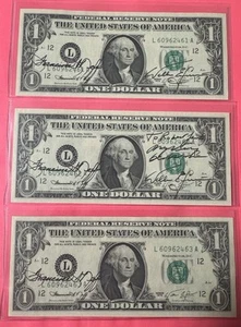 $1 1974 (3) Consecutive. Courtesy Autograph - Picture 1 of 2