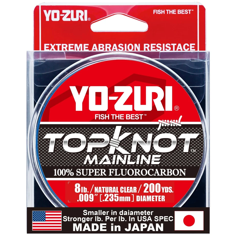 Línea de pesca de fluorocarbono transparente Yo Zuri TopKnot 8 lb resistente a la abrasión 100 años... Foto 1 de 4