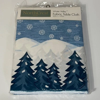 NorthCrest Winter Valley Fabric Table Cloth 60x120 Rectangle Christmas Holiday - Image 1 of 4