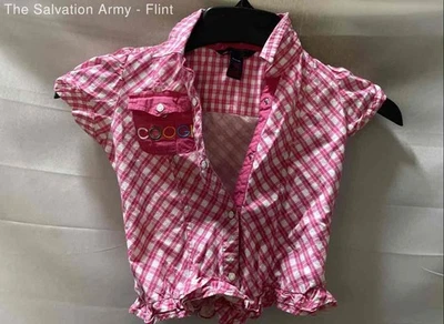 Camisa Coogi Niñas Rosa Blanca A Cuadros Manga Corta Bordada Con Botones Talla 4T Foto 1 de 4
