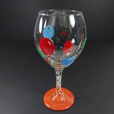 Custom Birthday Balloon Party Painted Wine Glass Celebration Decoration - Image 1 of 4
