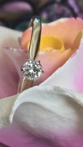 Size 11 Vintage Solitaire 1/3ct 14K Solid Gold Natural Round SI-1 F Diamond Ring - Picture 1 of 9
