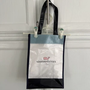 VINEYARD VINES Reusable Shopping Bag Tote 9x13 White w Pink Whale Logo - Picture 1 of 1