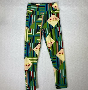 LuLaRoe Girl Leggings Sz S/M Santa Face Geometric Stretch Elastic Waistband NWOT - Picture 1 of 4